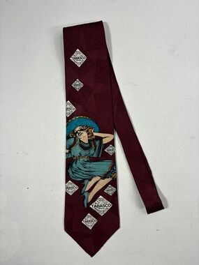 Tabasco Burgundy Women’s Silk Tie with Teal and Cream Graphic